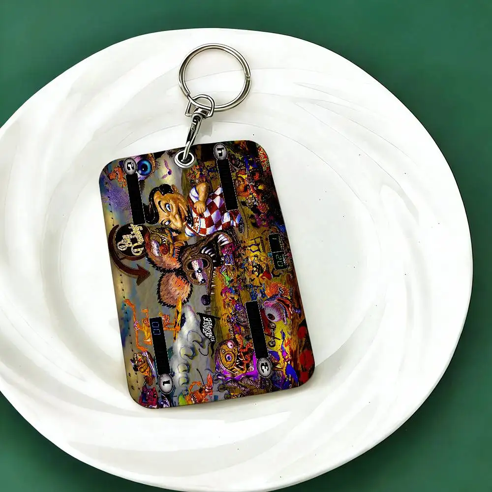 Funny Rat Fink 1Pc PU Leather Card Holder Keychain Key Ring Door Lock Access Tags ID Card Case Keychain Card