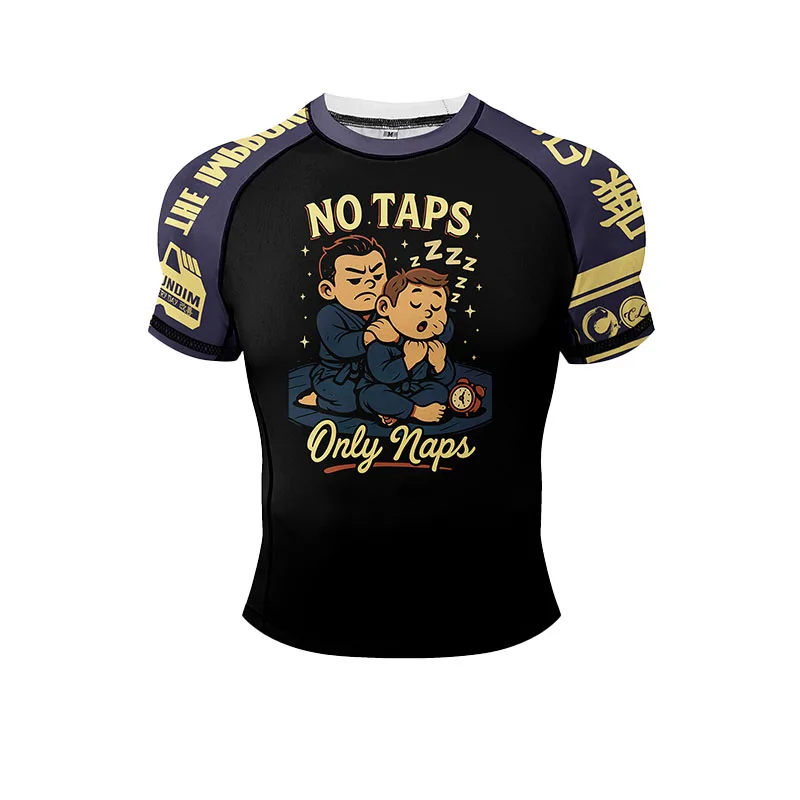 No Gi BJJ Shirts Jiu Jitsu Kickboxing Training Rashguard Compression Sports Gym Blouse Polyester Spandex Hem Rubber for Fitness