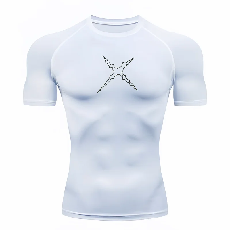 Bandai One Piece Men T-shirt Luffy X Scar Print Compression Fitness Gym Quick Dry Sport T Shirt Comfortable