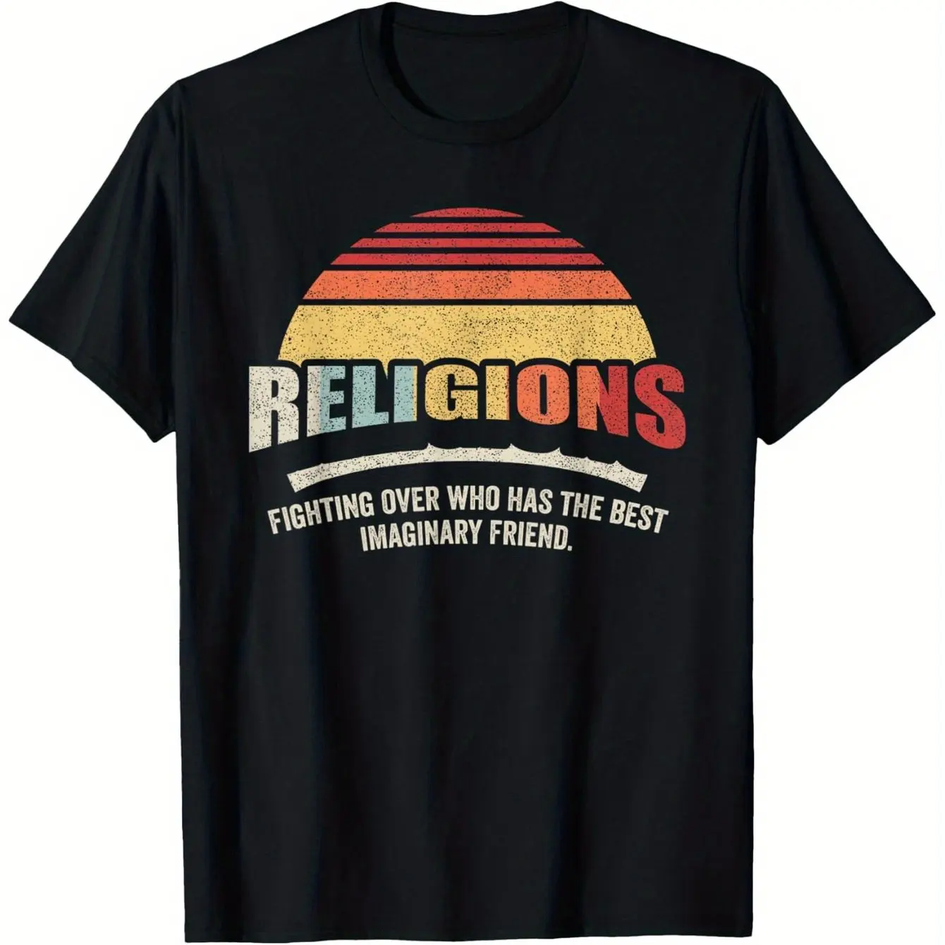 Bag Some Rays Retro Atheist Science Crew Neck T-Shirt Classic Fit Black Cotton Summer Casual and Comfortable T-shirt