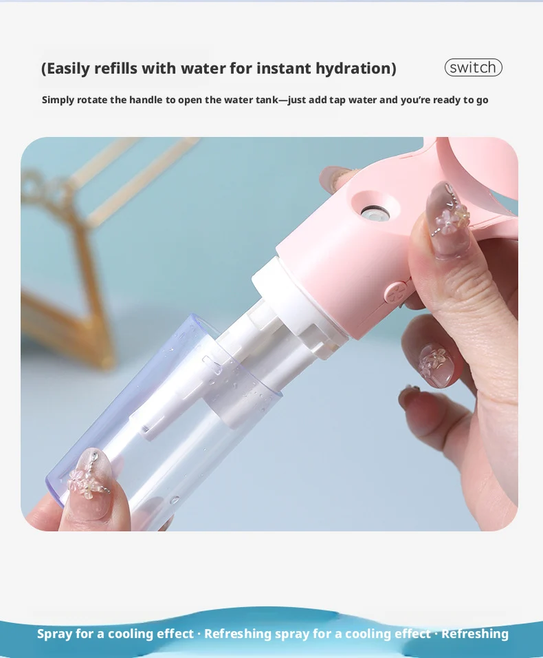 2026 Portable Handheld Spray Fan,Water Spray Mist Fan,Student Dormitory Mini Fan,Summer Supplies, Cooling Tools Outdoor Fan