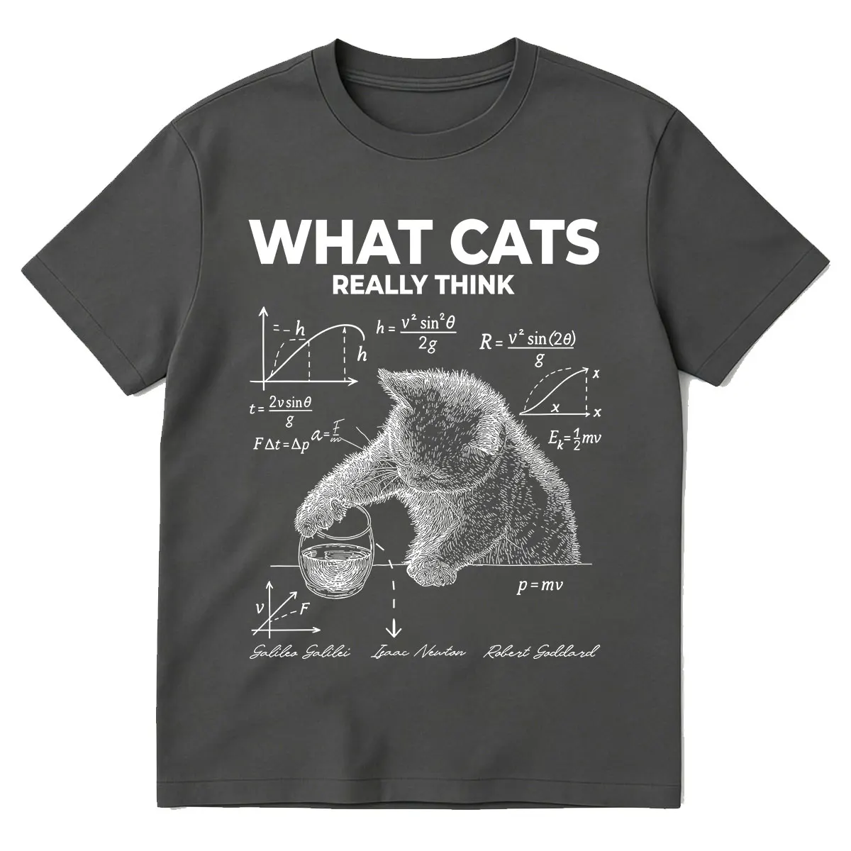 Funny What Cat Really Think T-shirt Physics Quantum Mechanics Print T-shirts Cotton Casual Oversized Short Sleeve T Shirts Tops