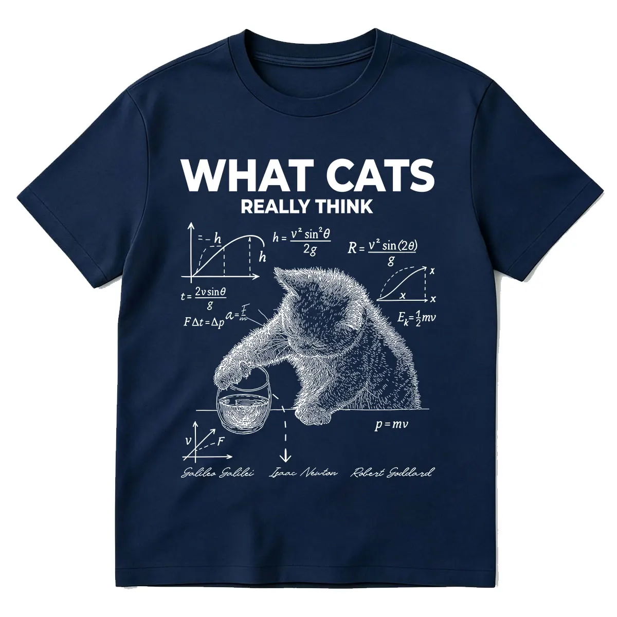 Funny What Cat Really Think T-shirt Physics Quantum Mechanics Print T-shirts Cotton Casual Oversized Short Sleeve T Shirts Tops