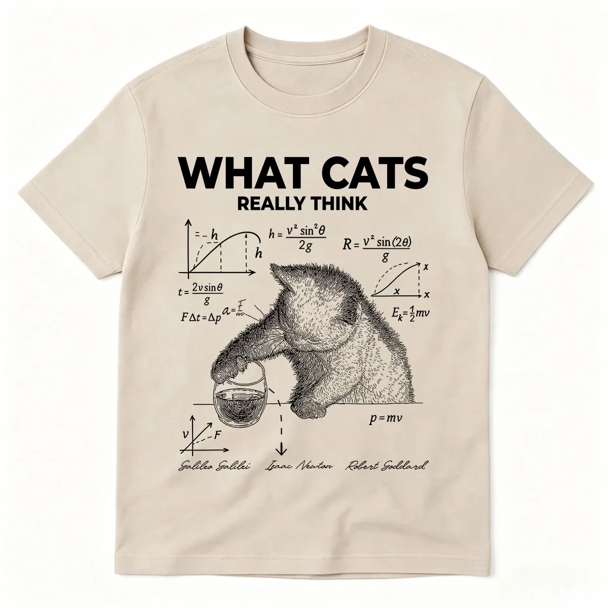 Funny What Cat Really Think T-shirt Physics Quantum Mechanics Print T-shirts Cotton Casual Oversized Short Sleeve T Shirts Tops