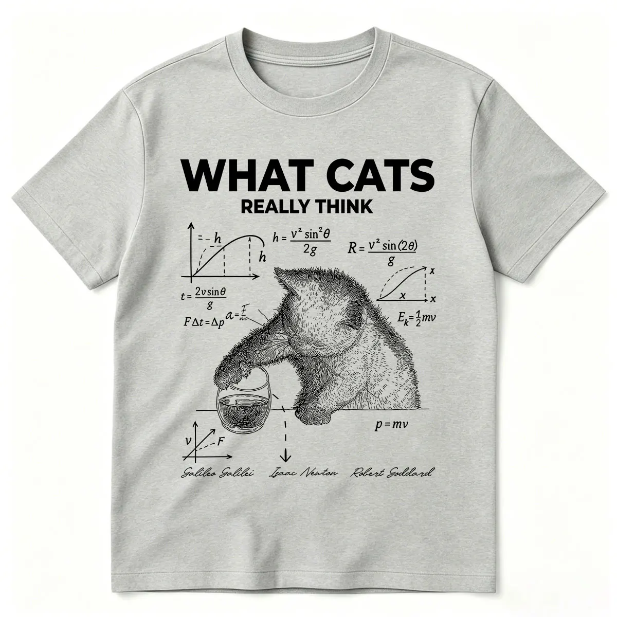 Funny What Cat Really Think T-shirt Physics Quantum Mechanics Print T-shirts Cotton Casual Oversized Short Sleeve T Shirts Tops
