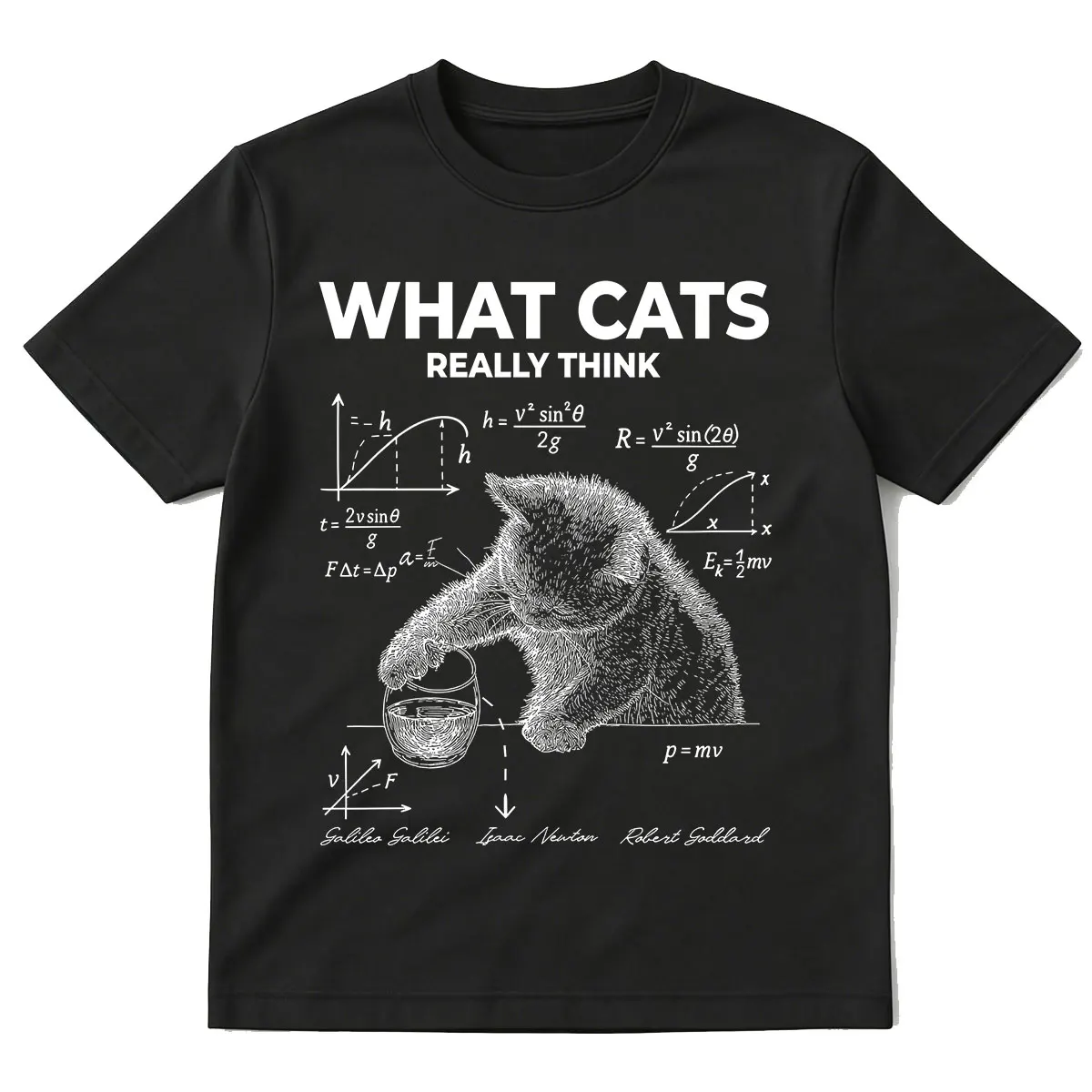Funny What Cat Really Think T-shirt Physics Quantum Mechanics Print T-shirts Cotton Casual Oversized Short Sleeve T Shirts Tops