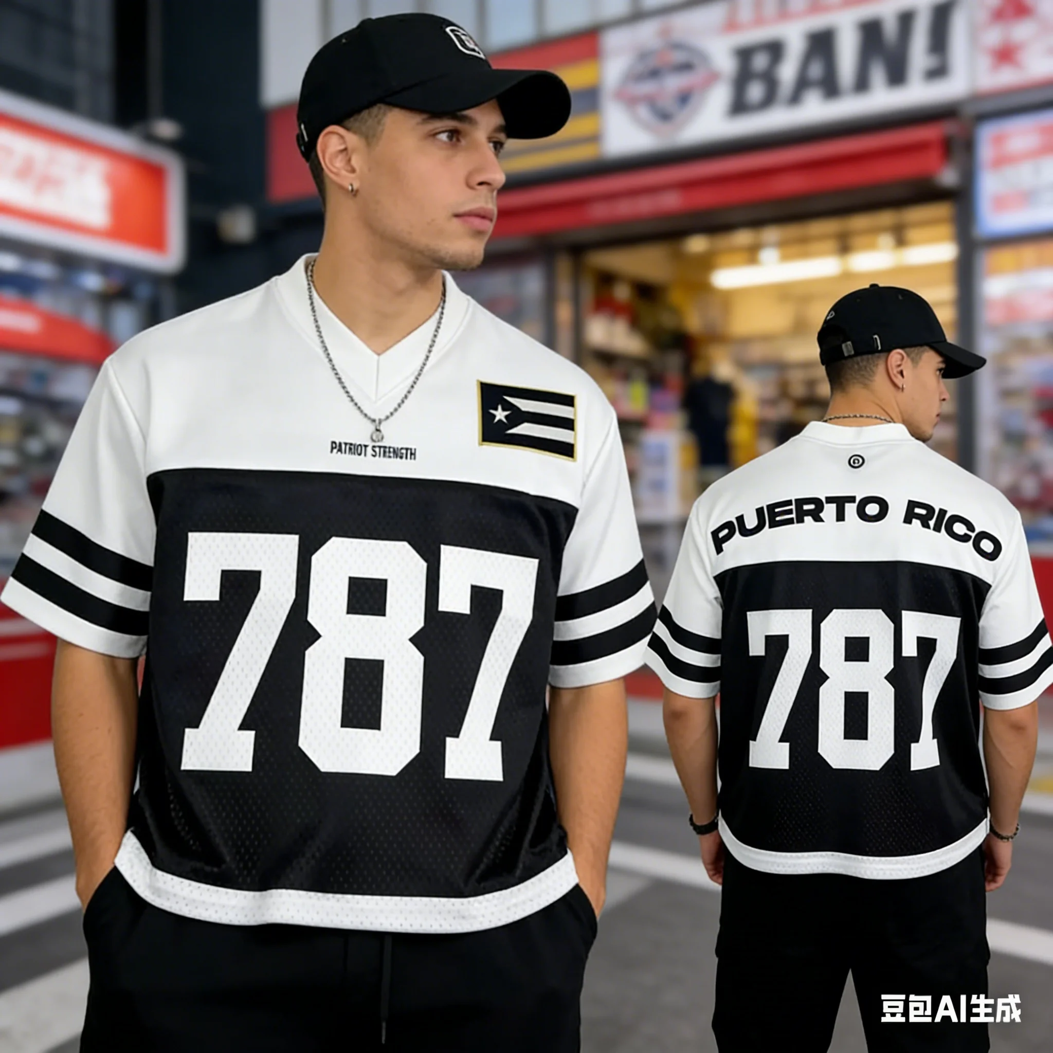 New Puerto Rico 787 Football Jersey Unisex Jersey Fashion Y2k V-neck Men's Top Summer Men's Sport Tshirt