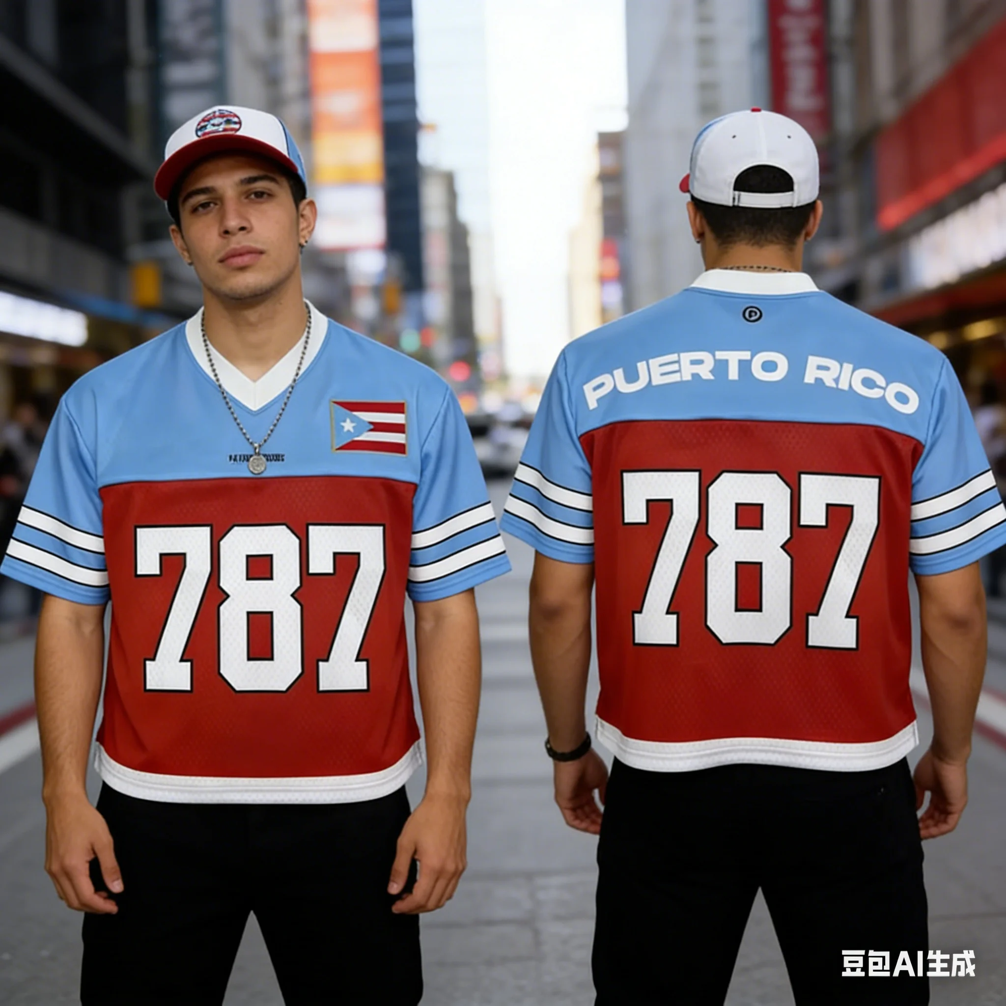 New Puerto Rico 787 Football Jersey Unisex Jersey Fashion Y2k V-neck Men's Top Summer Men's Sport Tshirt