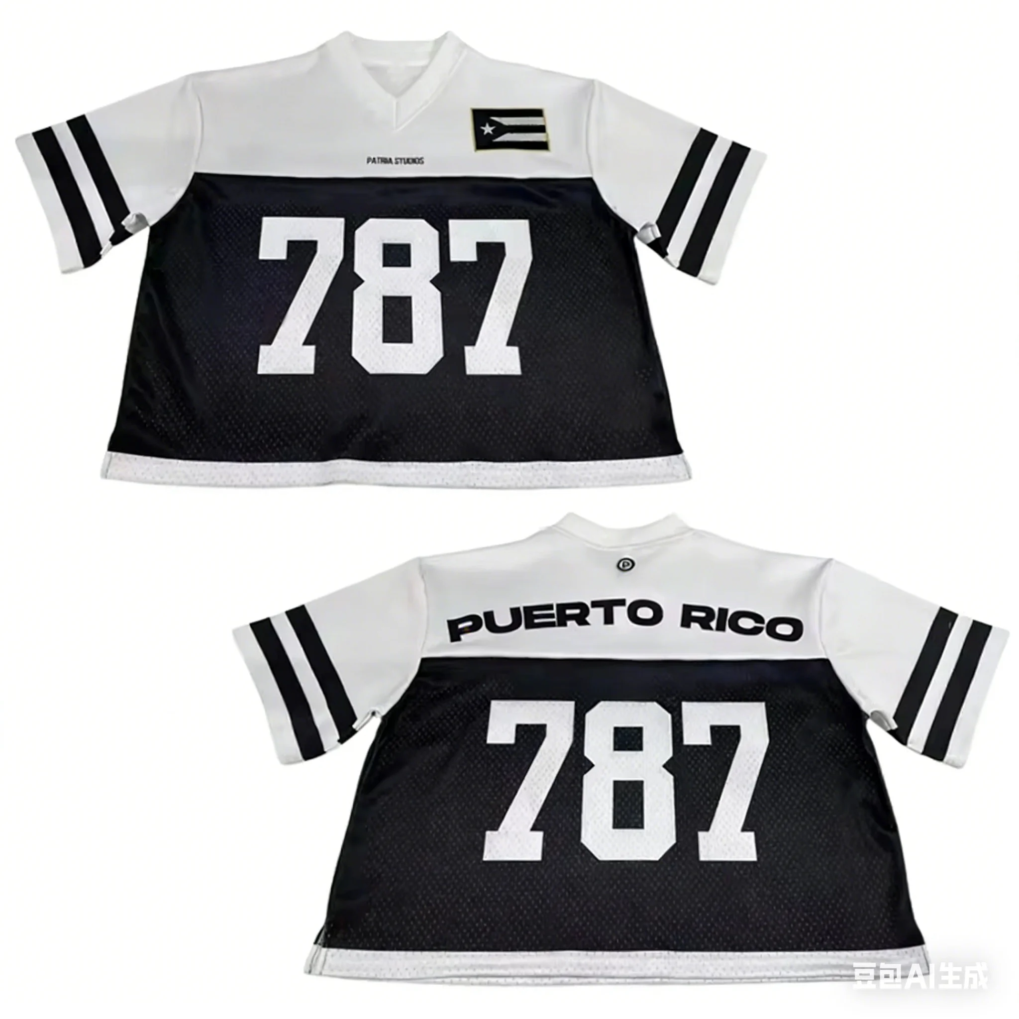 New Puerto Rico 787 Football Jersey Unisex Jersey Fashion Y2k V-neck Men's Top Summer Men's Sport Tshirt
