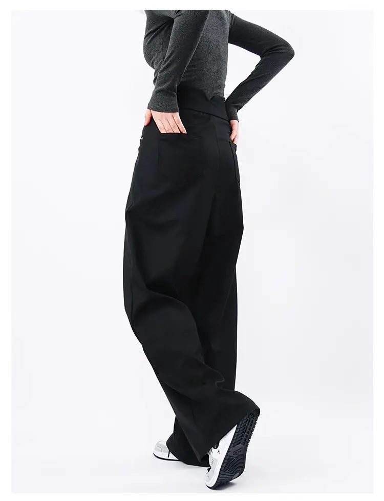 Drape Causal Wide Leg Pants Men Loose Streetwear Harajuku Work Wear Business Suit Pants Korean Baggy Cool Black/Gray Trousers