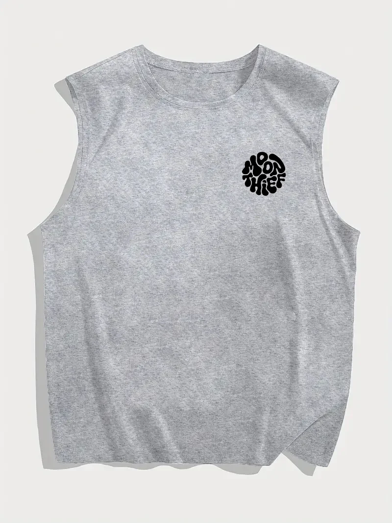100% Pure Cotton Men's Summer Fashion Casual Sports Loose Months for Galaxy Printed Breathable Round Neck Sleeveless Vest