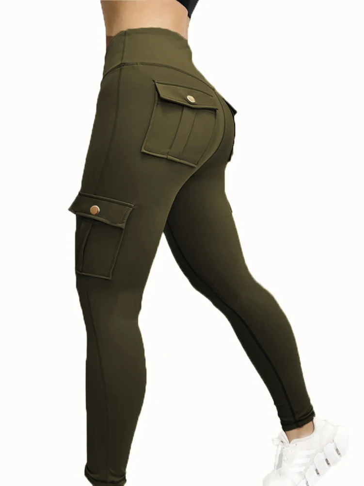1/2/3 Pcs Seamless Yoga Cargo Leggings With Pocket Women Fashion Hip Lifting Sport Pants High Waist Fitness Elastic Slim Tight