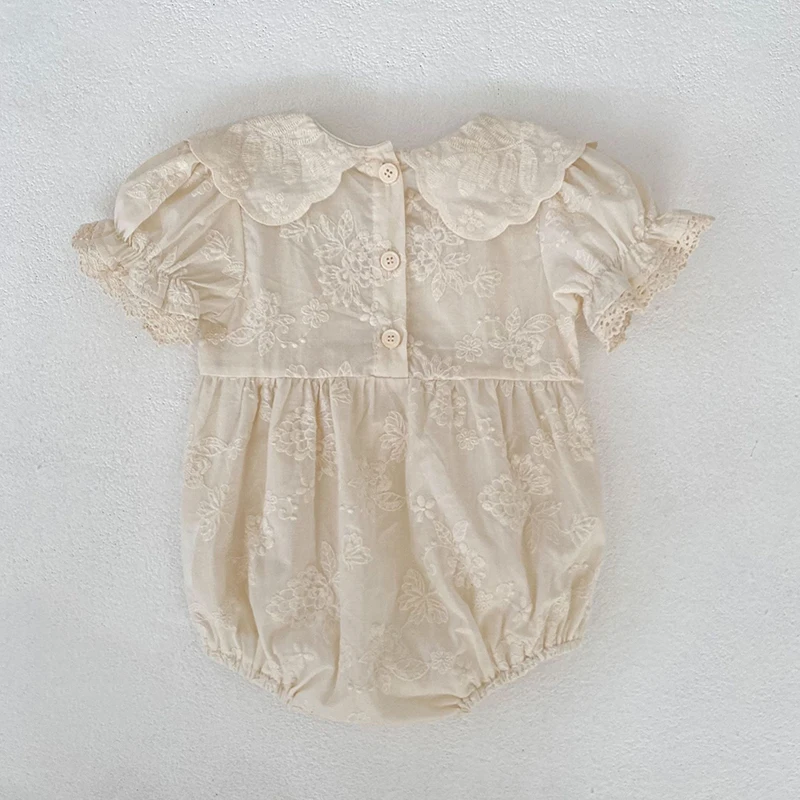 2026 New Summer Newborn Baby Romper Short Sleeved Cotton Embroidered Korean Style Children Sweet Romper Thin Outdoor Clothes