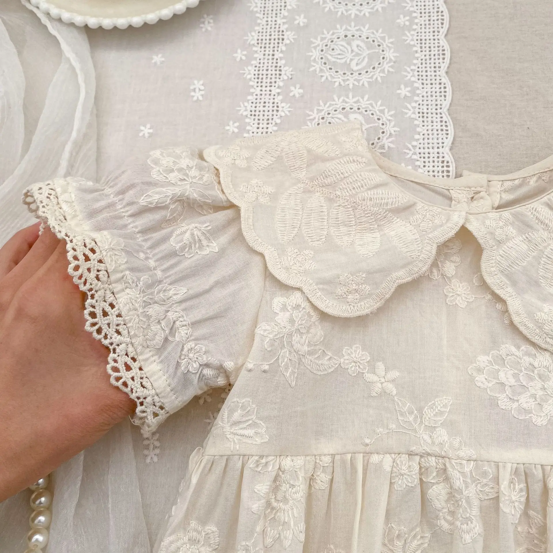 2026 New Summer Newborn Baby Romper Short Sleeved Cotton Embroidered Korean Style Children Sweet Romper Thin Outdoor Clothes