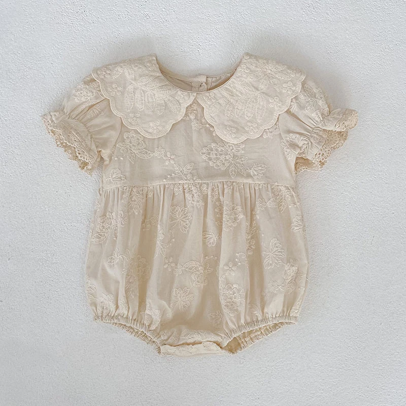 2026 New Summer Newborn Baby Romper Short Sleeved Cotton Embroidered Korean Style Children Sweet Romper Thin Outdoor Clothes