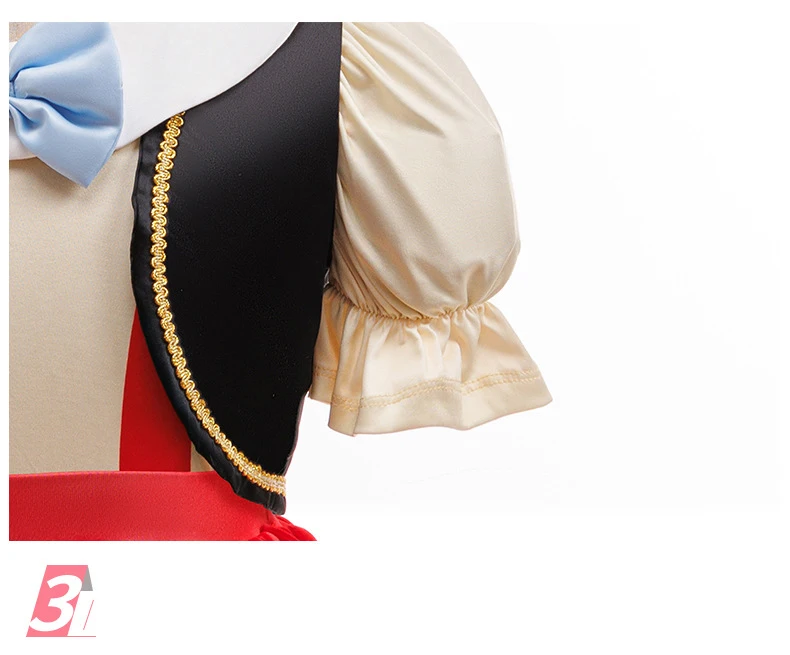 Kids Pinocchio Princess Dress Costume Classic Storybook Character Outfit with Hat Bow Gloves Long Nose for Halloween Dress Up