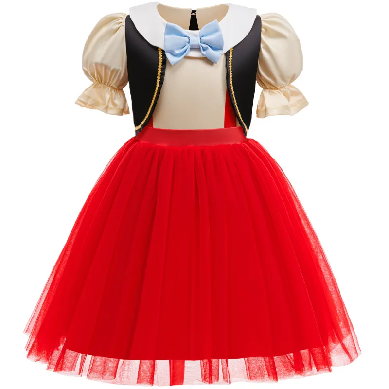 Kids Pinocchio Princess Dress Costume Classic Storybook Character Outfit with Hat Bow Gloves Long Nose for Halloween Dress Up