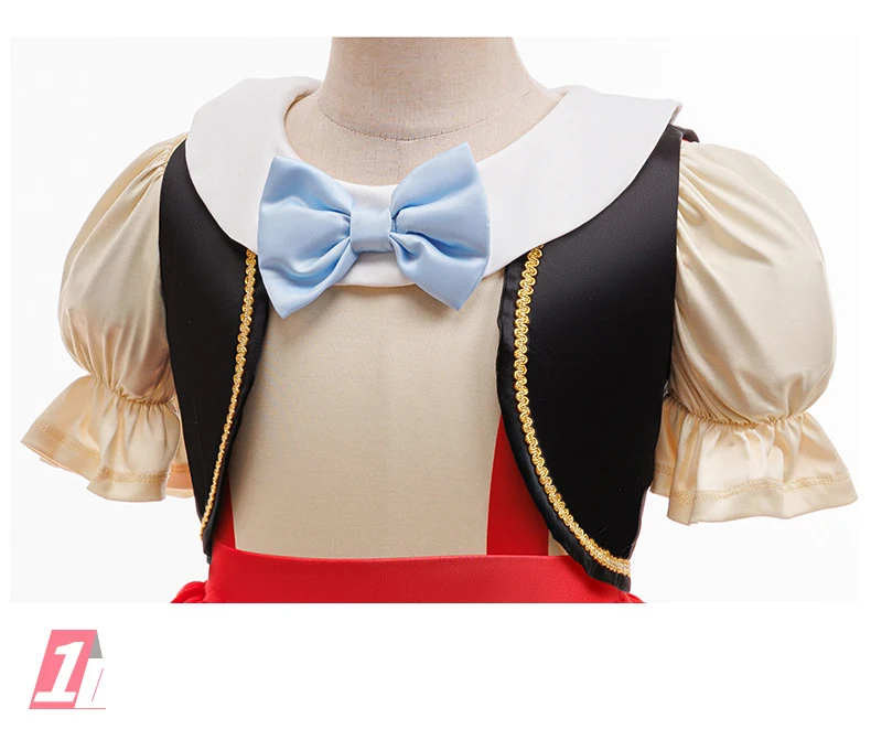 Kids Pinocchio Princess Dress Costume Classic Storybook Character Outfit with Hat Bow Gloves Long Nose for Halloween Dress Up