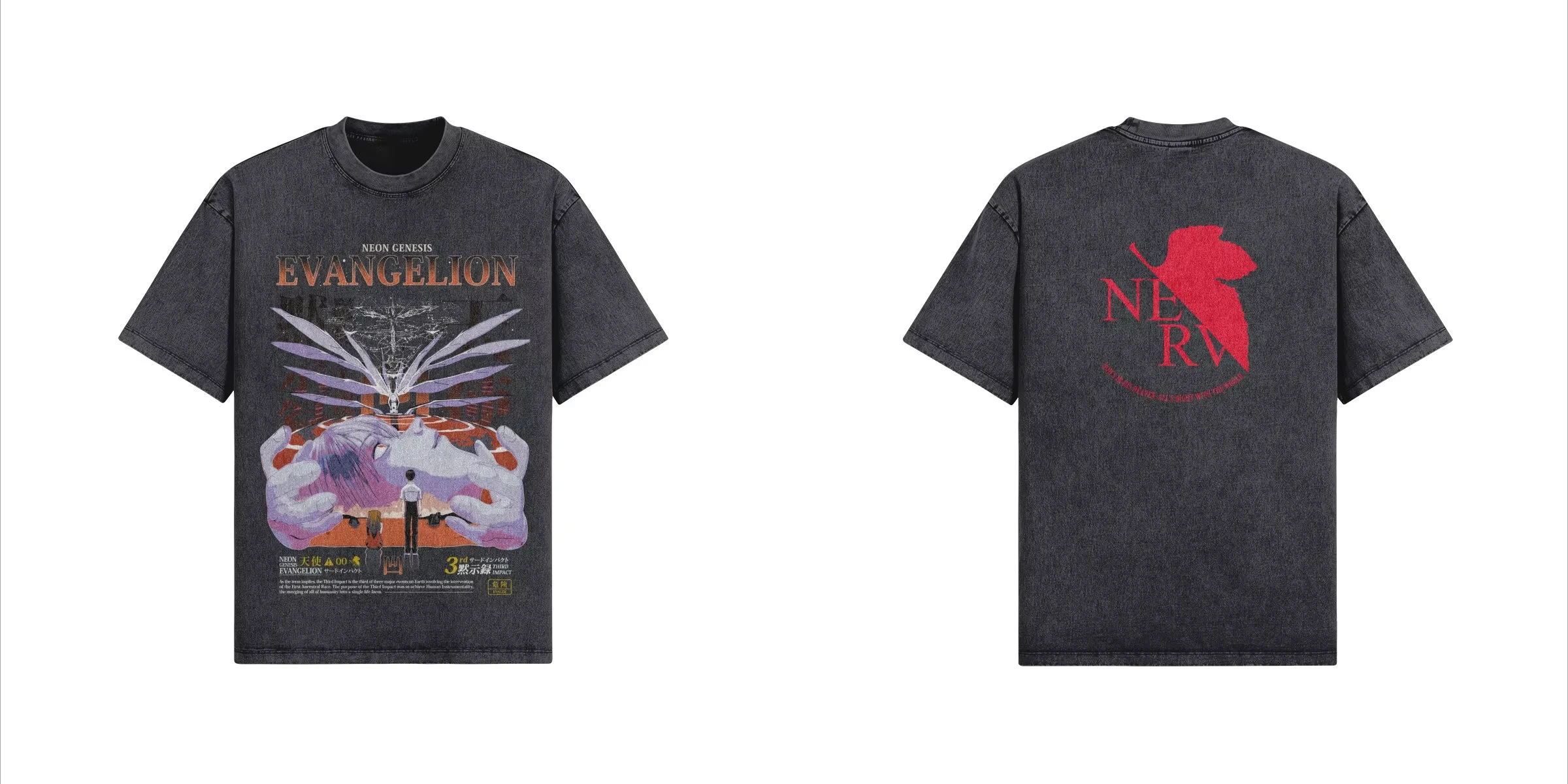 2026 Evangelion Anime EVA Printed T-shirt Men's and Women's Washed T-shirt High Quality Vintage Cotton T-shirt Harajuku Y2K Tops