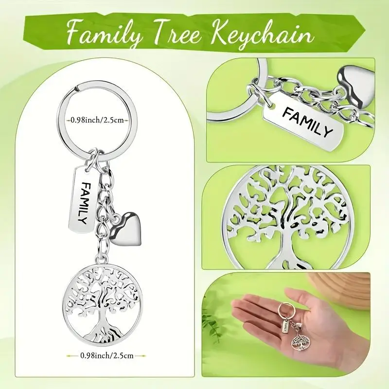 10-100sets Life Tree Keychains with Gift Bag Remembering Our Roots Card Family Party Decorative Keyring Gift for Family Day