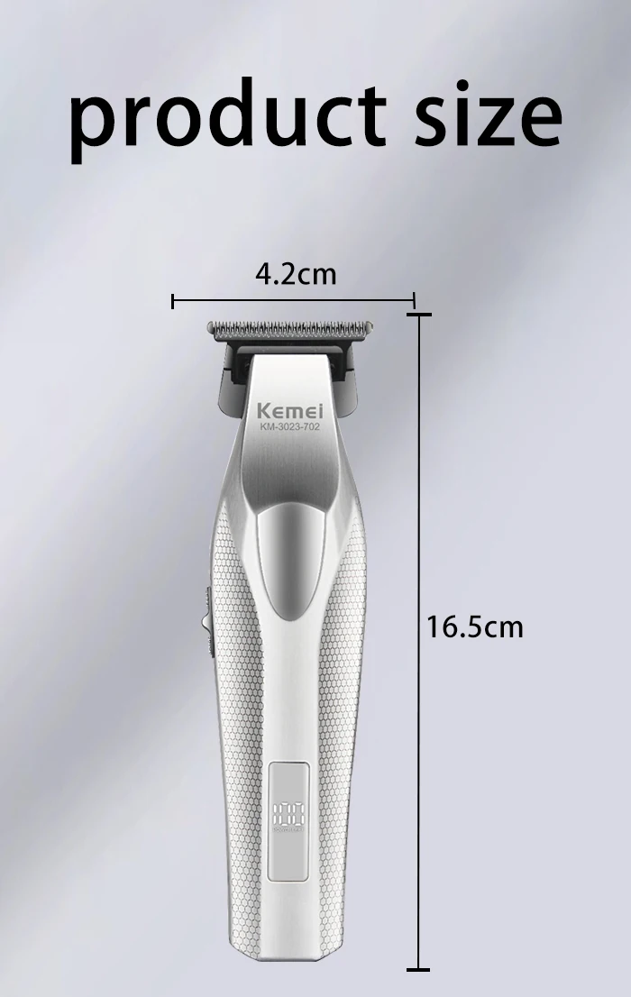 Kemei 3023-702 Zero Gapped Cordless Hair Trimmer Professional Hair Clipper Men Barber Rechargeable Finish Hair Citing Machine