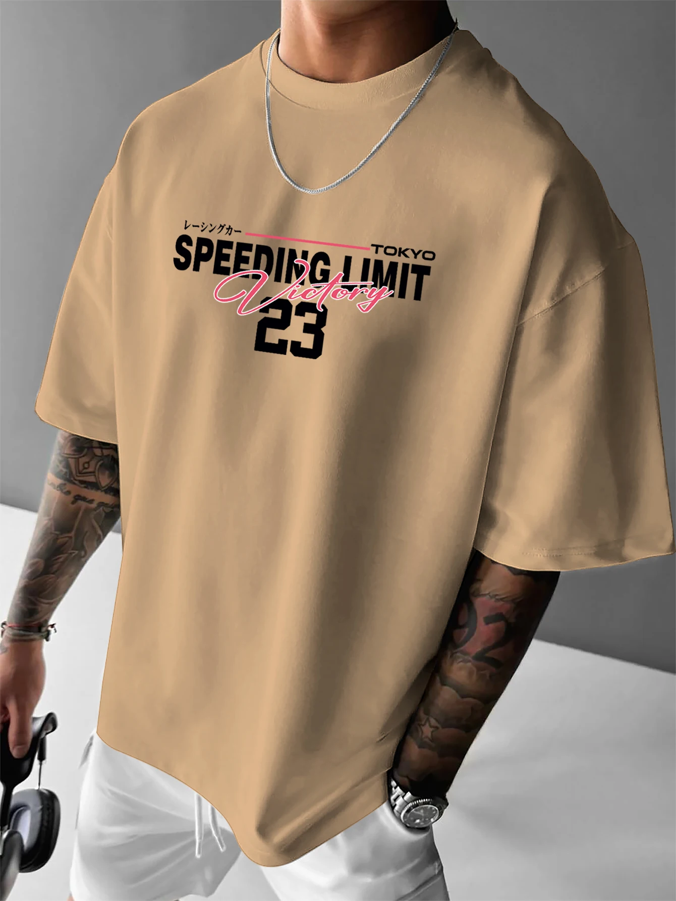 New Men's Tokyo JDM Supra T-Shirt Speeding Limit Victory Print Streetwear Crew Neck Short Sleeve Polyester Tops S-XXL