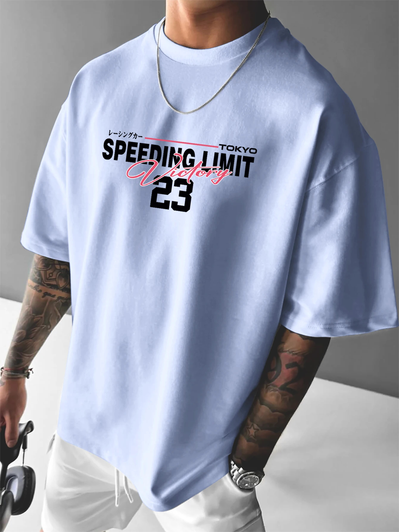 New Men's Tokyo JDM Supra T-Shirt Speeding Limit Victory Print Streetwear Crew Neck Short Sleeve Polyester Tops S-XXL