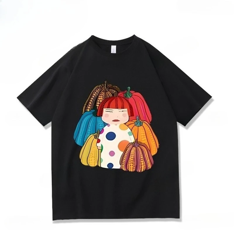 Yayoi Kusama T-shirt Japanese Artist Pop Art Polka Dot Pumpkin Infinity Mirrors Crewneck Casual Streetwear Y2k Tees