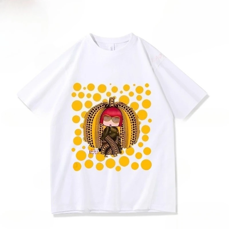 Yayoi Kusama T-shirt Japanese Artist Pop Art Polka Dot Pumpkin Infinity Mirrors Crewneck Casual Streetwear Y2k Tees