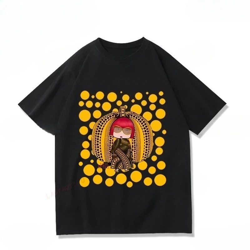 Yayoi Kusama T-shirt Japanese Artist Pop Art Polka Dot Pumpkin Infinity Mirrors Crewneck Casual Streetwear Y2k Tees