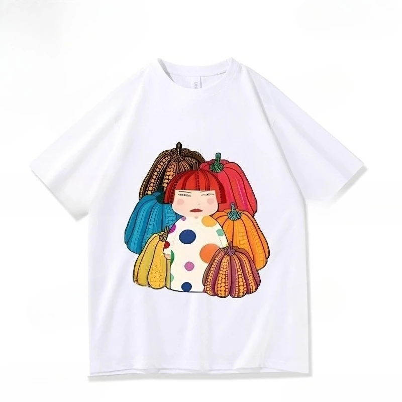 Yayoi Kusama T-shirt Japanese Artist Pop Art Polka Dot Pumpkin Infinity Mirrors Crewneck Casual Streetwear Y2k Tees