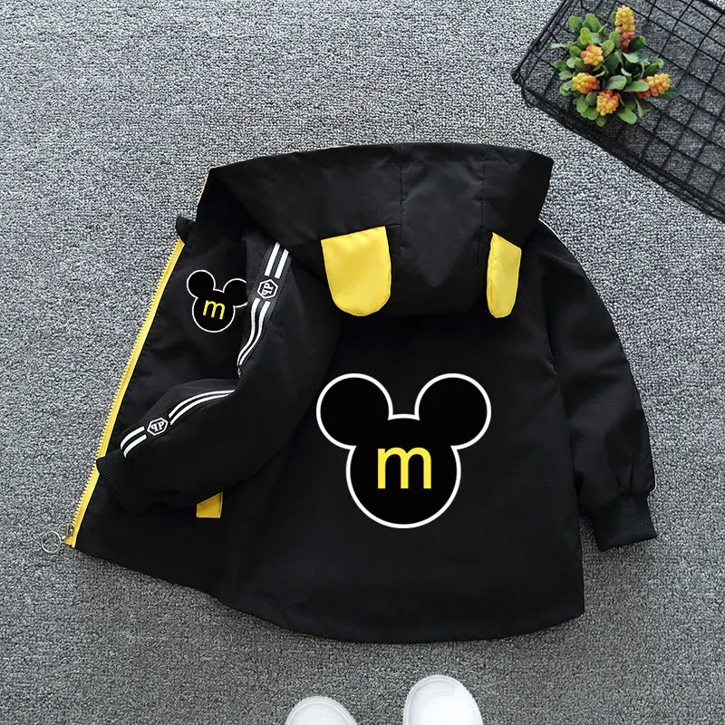 Spring Autumn Baby Boys Girls Hooded Jacket Fashion Solid Letter Print Outerwear for 1-6 Years Kids Children Windbreaker Coat