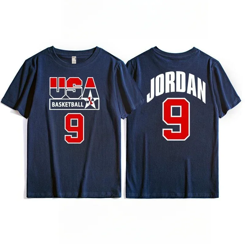 Us men's basketball team training T-shirt top, retro sporty casual short-sleeved breathable quick-drying high-quality sportswear