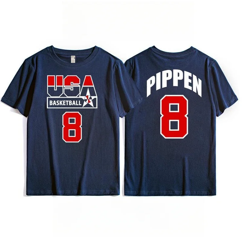 Us men's basketball team training T-shirt top, retro sporty casual short-sleeved breathable quick-drying high-quality sportswear