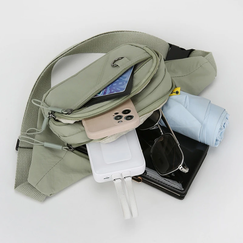 Waterproof Women's Nylon Fanny Pack – Convertible Crossbody Chest Bag with Large Capacity for Outdoor Use