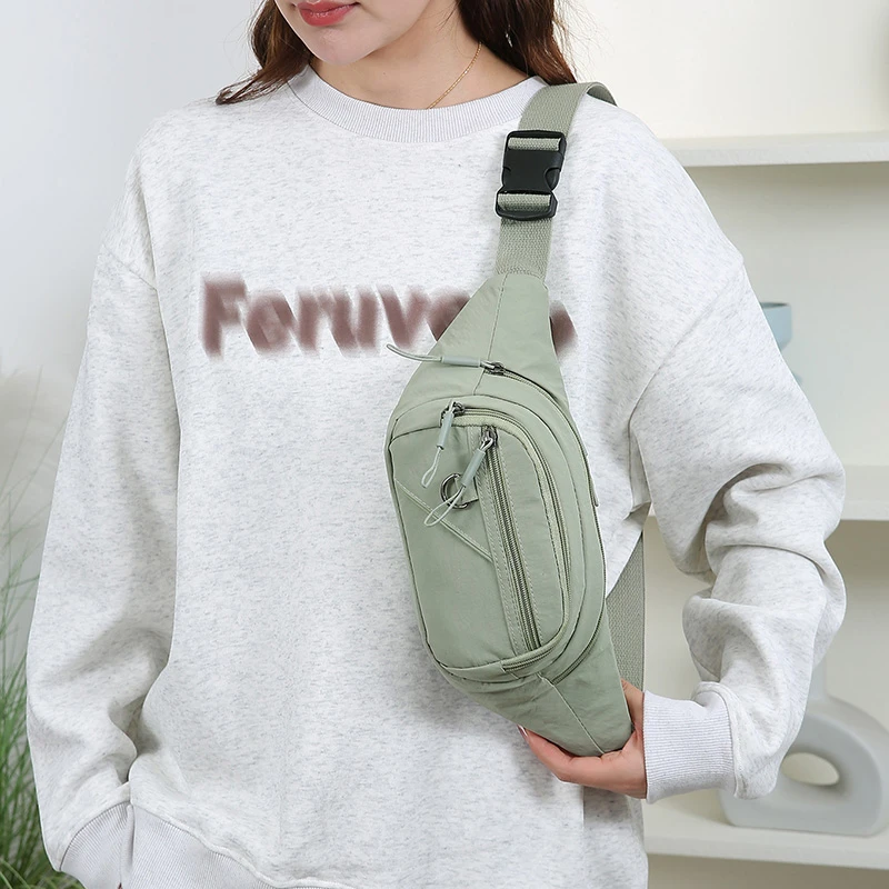 Waterproof Women's Nylon Fanny Pack – Convertible Crossbody Chest Bag with Large Capacity for Outdoor Use