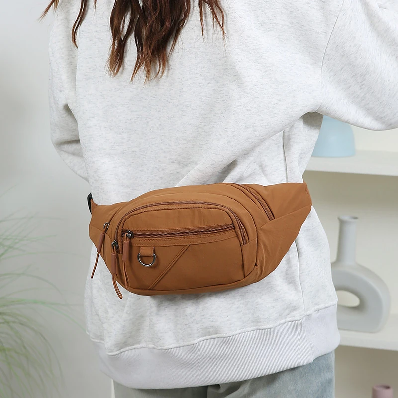 Waterproof Women's Nylon Fanny Pack – Convertible Crossbody Chest Bag with Large Capacity for Outdoor Use