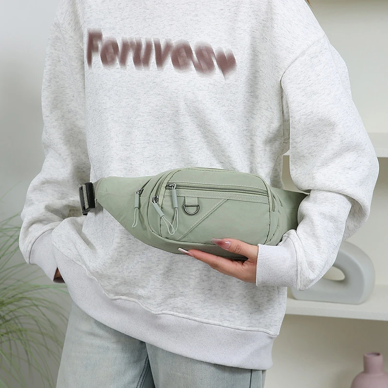 Waterproof Women's Nylon Fanny Pack – Convertible Crossbody Chest Bag with Large Capacity for Outdoor Use