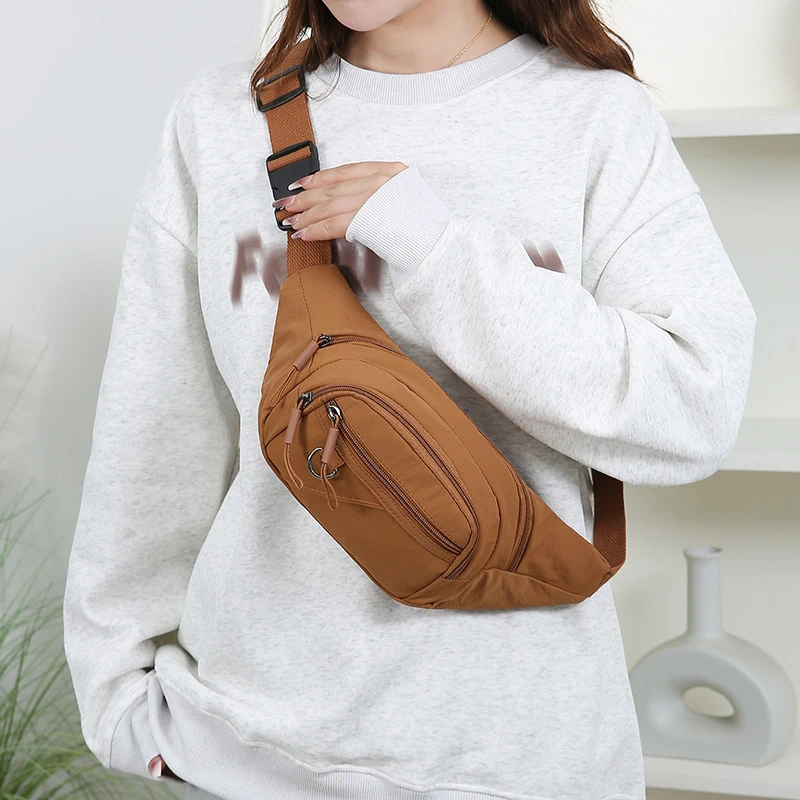 Waterproof Women's Nylon Fanny Pack – Convertible Crossbody Chest Bag with Large Capacity for Outdoor Use