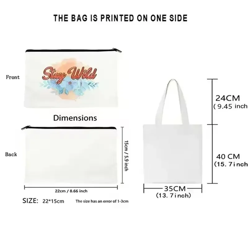 1pc Cartoon White Stick Figure Puppy Canvas Tote Bag Reusable EcoFriendly Shopper Purse Bag Spacious Commute Daily Use Gift