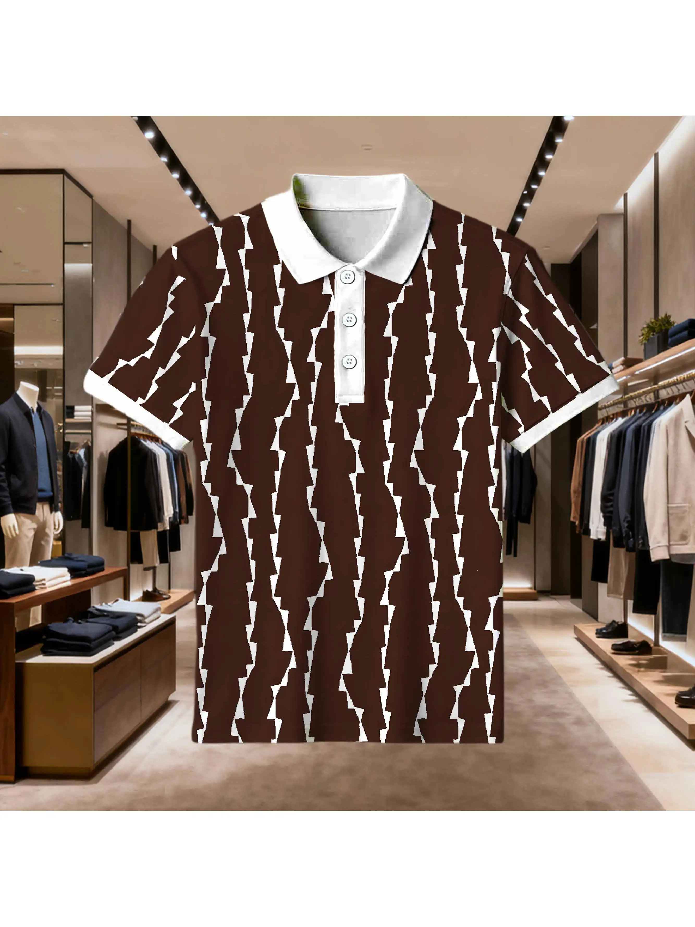 2026 Summer New Style Men's Short-Sleeved Polo Shirt with 3D Pattern Printing for Street Casual Fashion and Breathability