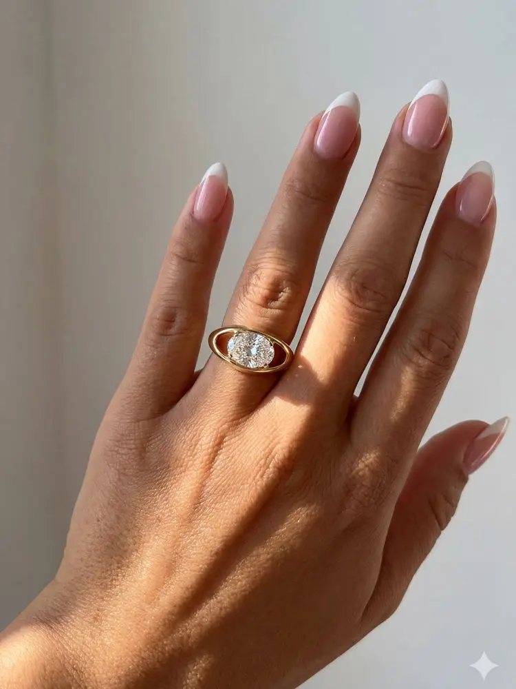 925 Sterling Silver Personalized Hollow Oval Zircon Ring For Women Anniversary Daily Party Outfit Fashion High Quality Jewelry