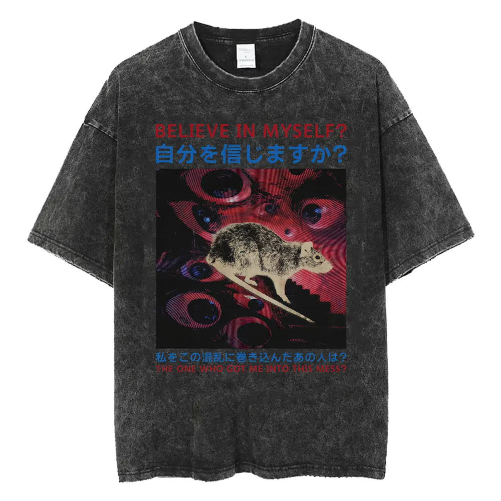 Funny LOTR Mordor Mount Doom National Park Vintage Washed T Shirts Men Women Fashion Japanese Style Oversized T-shirt Streetwear