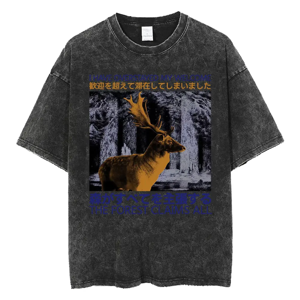 Funny LOTR Mordor Mount Doom National Park Vintage Washed T Shirts Men Women Fashion Japanese Style Oversized T-shirt Streetwear