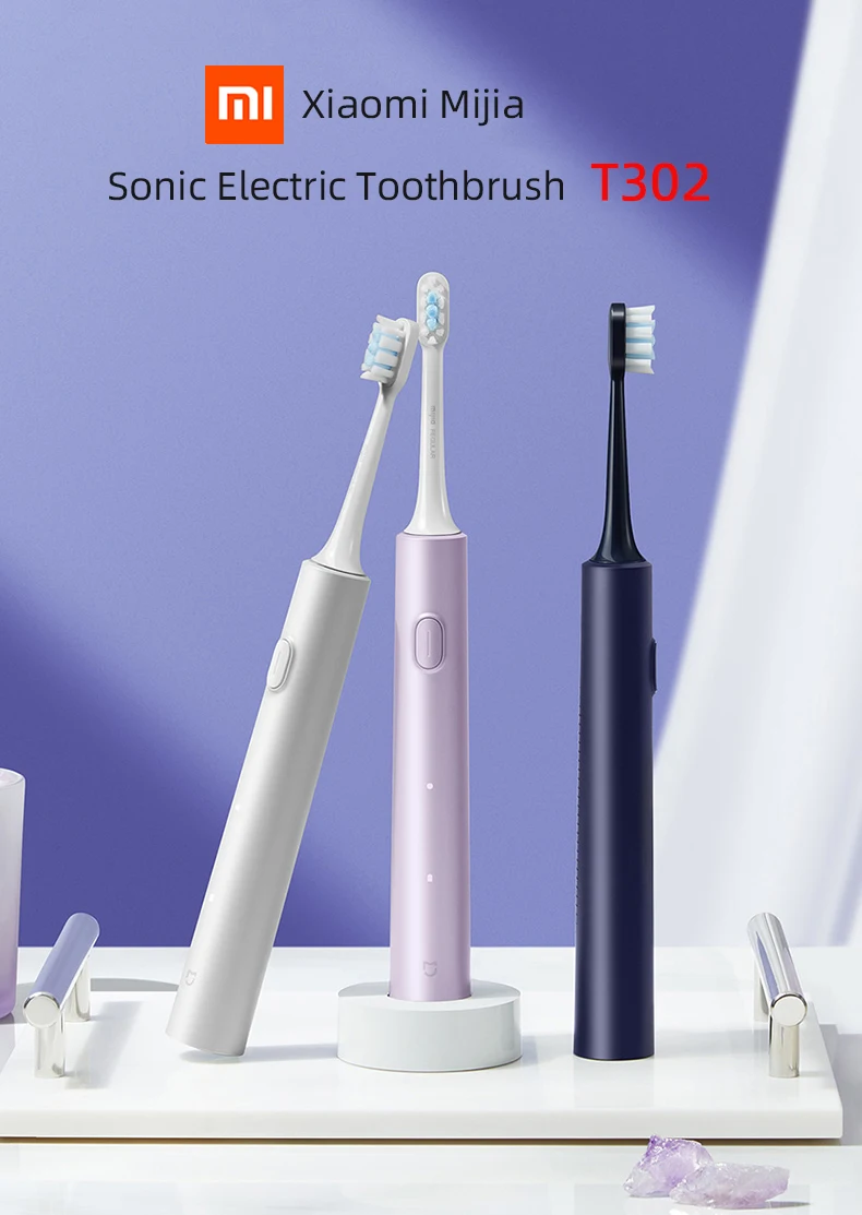 Xiaomi MIJIA Sonic Electric Toothbrush Set T302 4 Brush Heads IPX8 Waterproof Wireless Chraging Electronic Tooth Brush