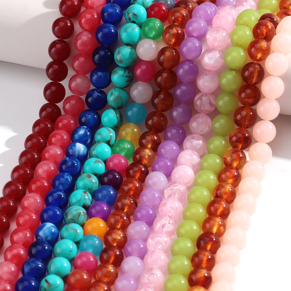 12mm Colorful Round Beads Collar Necklaces Fashion Acrylic Geometric Beaded Necklace Women Jewelry Gifts