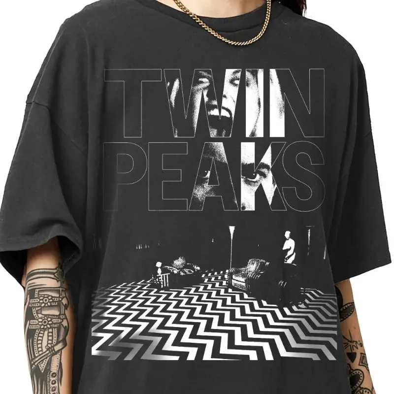 Horror Movie Themed T-shirt, Summer New Retro Unisex Casual and Fashionable Cotton T-shirt for TV Drama "Twin Peaks"
