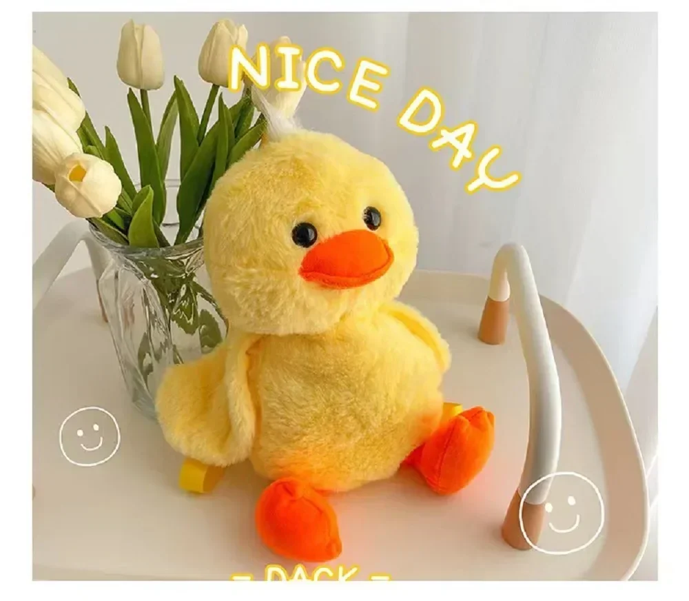 Kawaii 33cm Yellow Duck Plush Backpack Cute Cartoon Stuffed Animal Soft Schoolbag For Girls Childrens Day Gift Idea