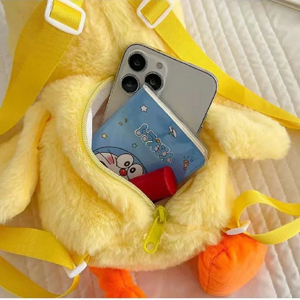 Kawaii 33cm Yellow Duck Plush Backpack Cute Cartoon Stuffed Animal Soft Schoolbag For Girls Childrens Day Gift Idea