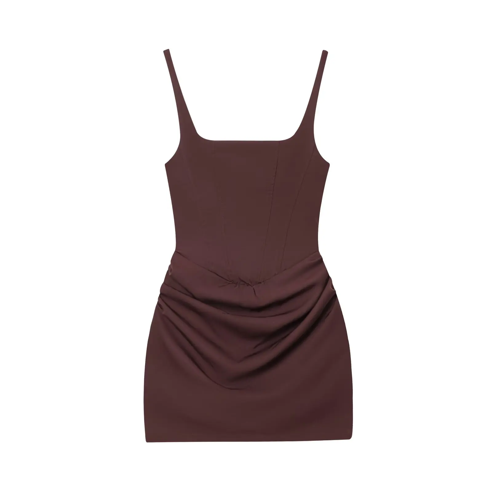 HH Elegant Party Mini Dress for Womens Corset Style Square Neck Ruched Bodycon Camisole Dress for Summer Holiday Sexy Clothing